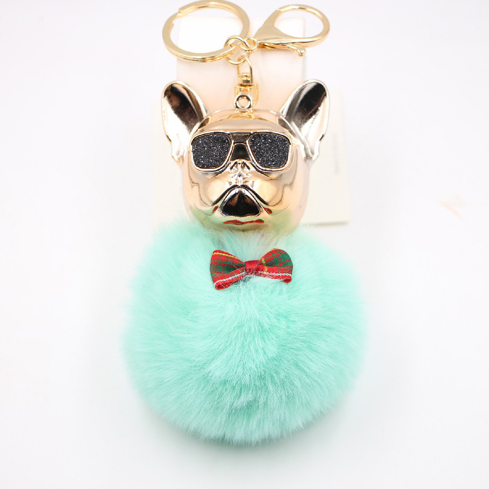 New Cross-border Cool Dog Creative Sunglasses French Bulldog Car Pendant Cute Dog Keychain Hair Ball Bag Pendant display picture 32