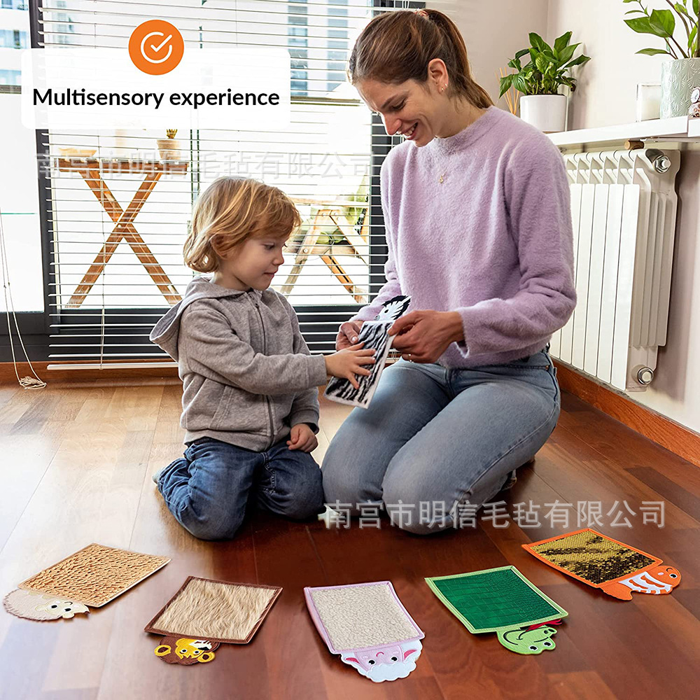 Materiales de enseñanza en el lugar almohadillas sensoriales animales juguetes autistas niños felt pelo tacto