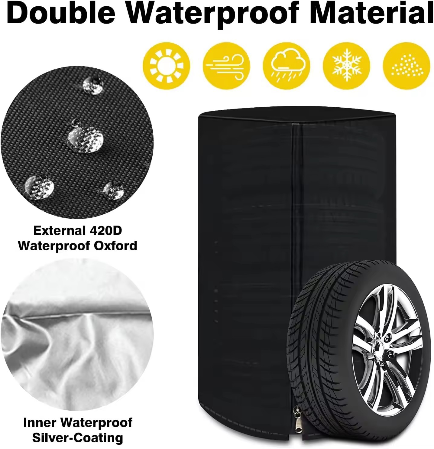 Car Tire Cover Sunproof and Waterproof 420D Oxford Cloth 4-Pack Tire Spare Tire Dust Cover Oxford Cloth Tire Cover