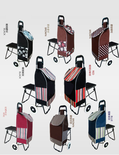 Portable folding shopping cart for the elderly, grocery shopping cart, small trolley with chair and stool, supermarket shopping cart, trolley trolley for travel