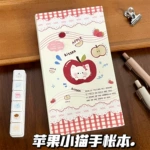 蒙卡兔苹果小猫手账本红色格子手账本日系韩系ins风记事本素材本