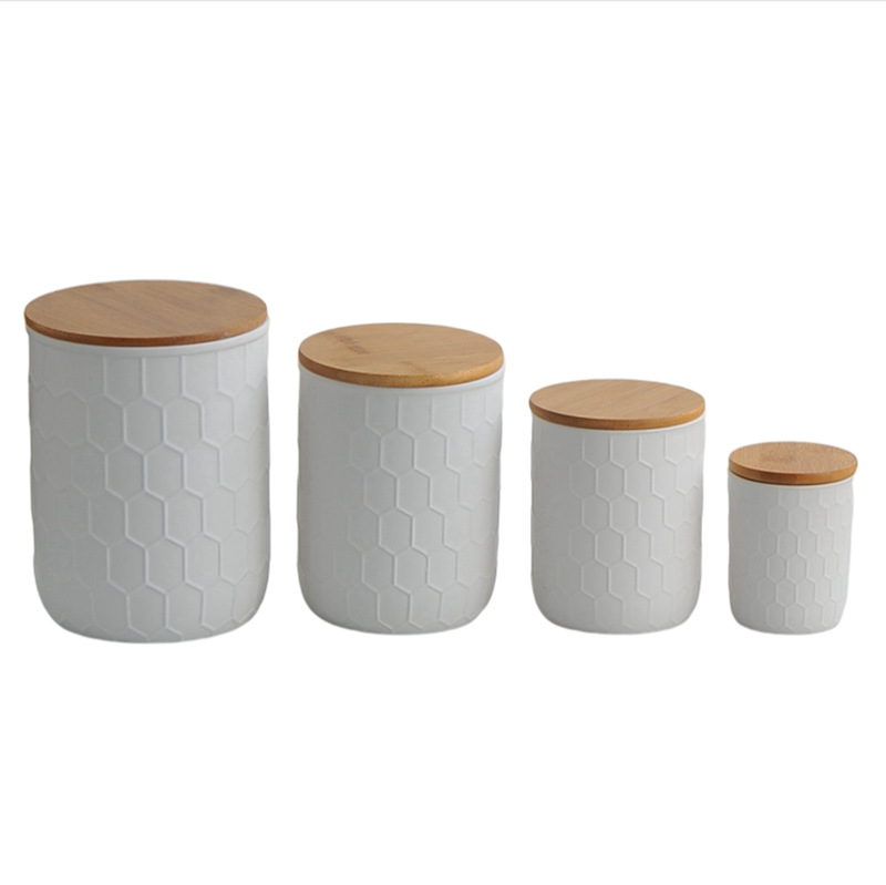 Moda cerámica marbling cocina latas selladas exportación comercio exterior marbling latas de café conjunto de cuatro