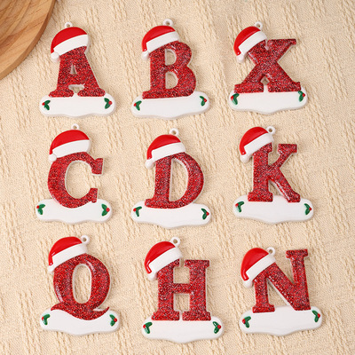 跨境新款26个英文字母圣诞节创意树脂装饰品圣诞树脂挂件|ms
