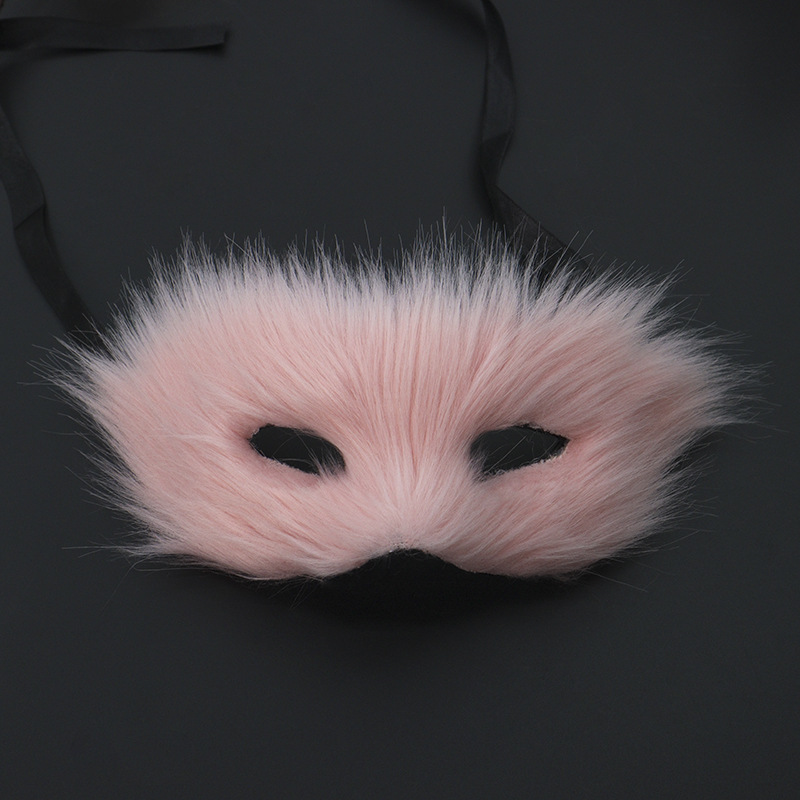 Oferta exclusiva de Amazon Venta caliente máscara de media cara de zorro de pelo largo fiesta de baile máscara de zorro de peluche sexy