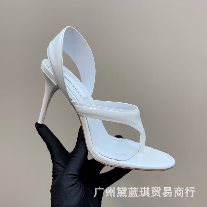 ALA レディース 本革 トングサンダル ハイヒール ヘリンボーン スティレットヒール トングサンダル 外履き ファッション スリッパ サンダル 夏|undefined