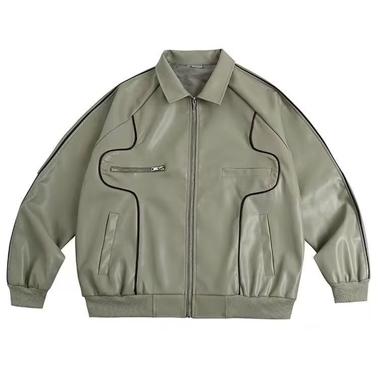 Padrino chaqueta de cuero de locomotora de gran tamaño nicho, chaqueta de cuero de guangzhou, chaqueta de cuero retro americana.