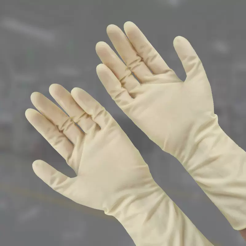 家用12寸黄色光面乳胶手套无尘车间检测检查防护手套厨房清洁手套