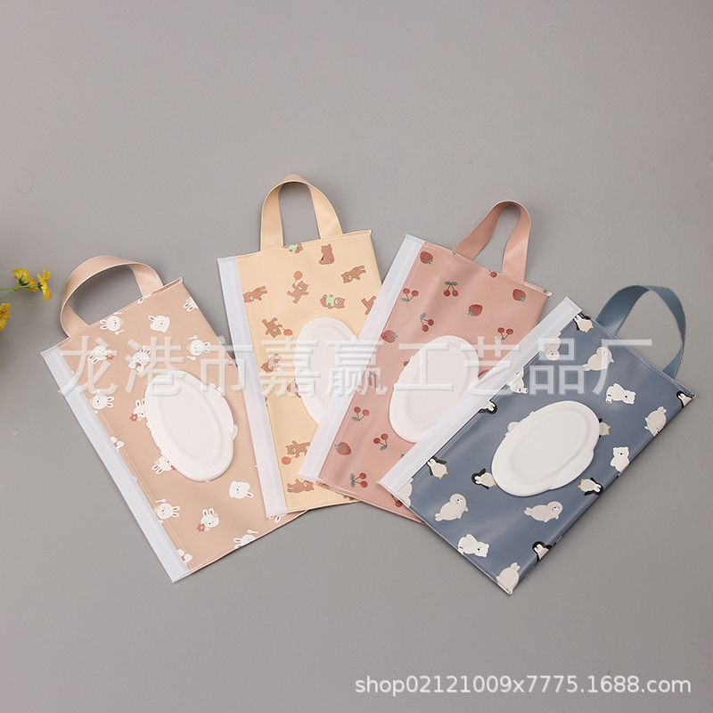 in stock EVA Portable Wet Tissue Bag Removable Flip Cover Makeup Removal Cotton Bag Portable Rope Car Hanging Bag