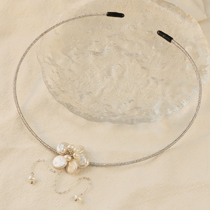 Diseño original de flores de perlas naturales, collar de anillo, lujo ligero, versátil, collar de clavícula de alta calidad.
