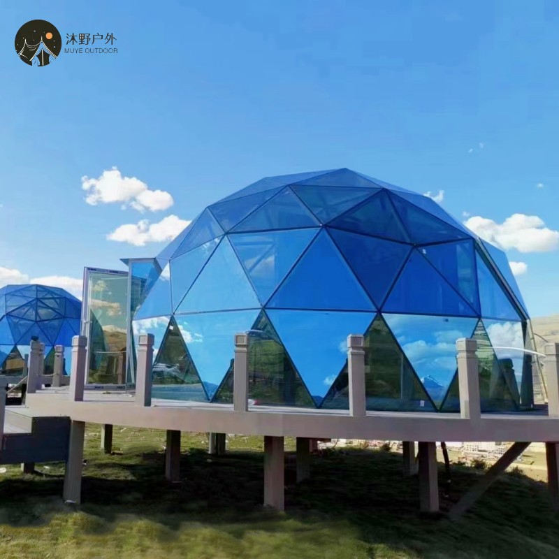 Muye al aire libre grande camping vidrio cielo estrellado tienda camping alojamiento transparente esférica tienda de cielo estrellado habitación campamento