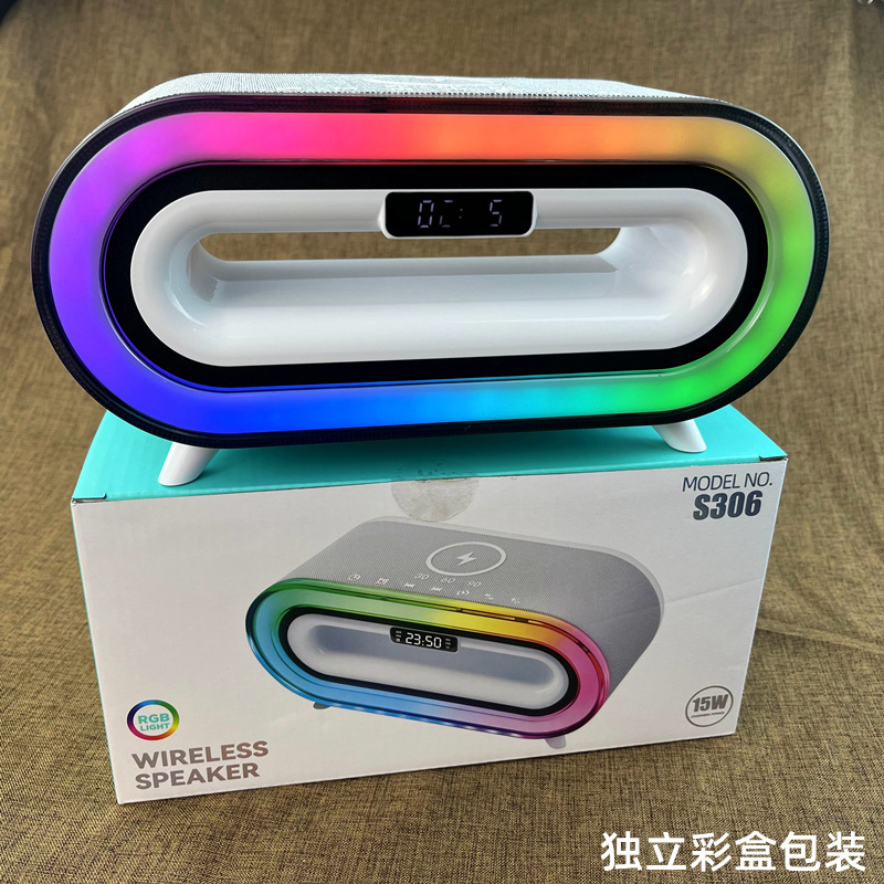 クロスボーダー無線充電ホワイトノイズbluetoothオーディオ時計目覚まし時計ledライトカード無線デスクトップ小型スピーカーS306|undefined