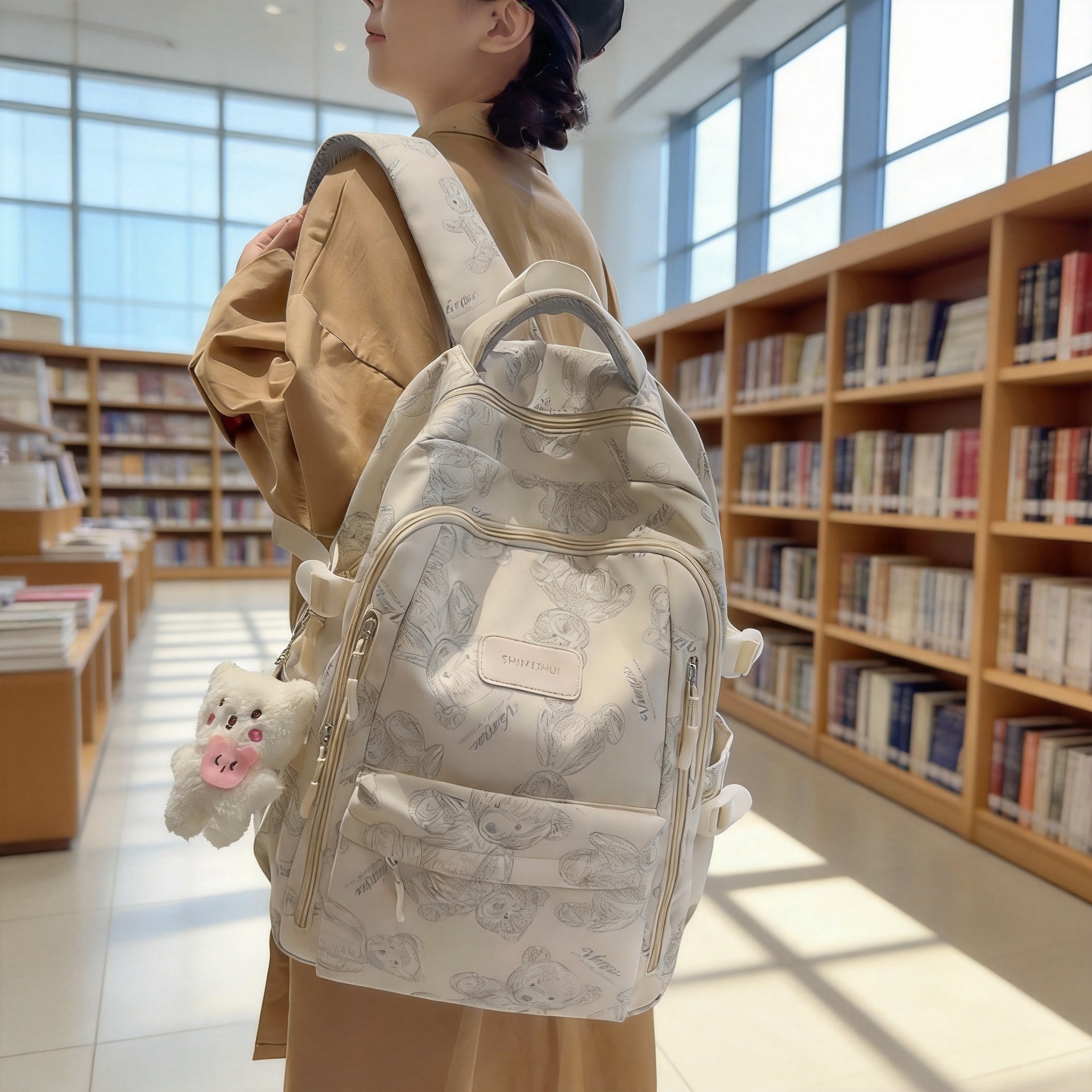Cross-border in stock wholesale backpack male junior high school students trend large capacity schoolbag female high school students 2024 new