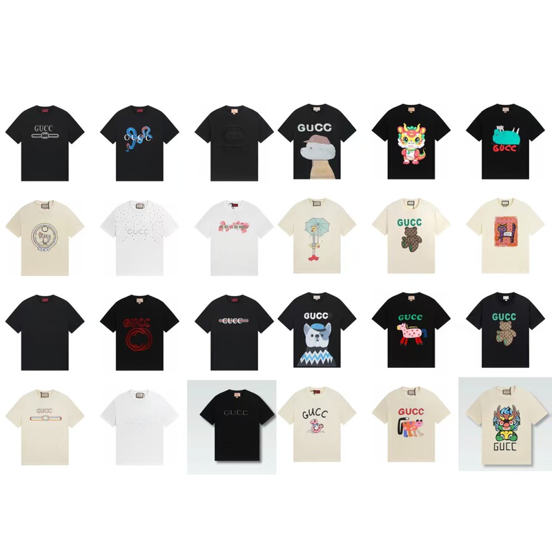 クロスボーダーハイエンドGファミリーTシャツラウンドネックフロントロゴ柄シリーズカジュアル男女同型半袖Tシャツ|undefined