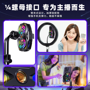 2025 Dual-Core Live Streaming Mobile Phone Cooler with Semiconductor Cooling, Ai Intelligent Temperature Control, Dual Fan Cooling, and Lightweight Design