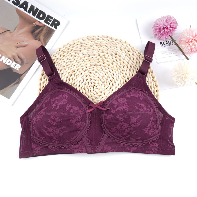 Gran tamaño de comercio exterior punto delgado sin esponja sin anillo de acero ropa interior mujer gran pecho pequeño se reúnen contra la caída del sujetador