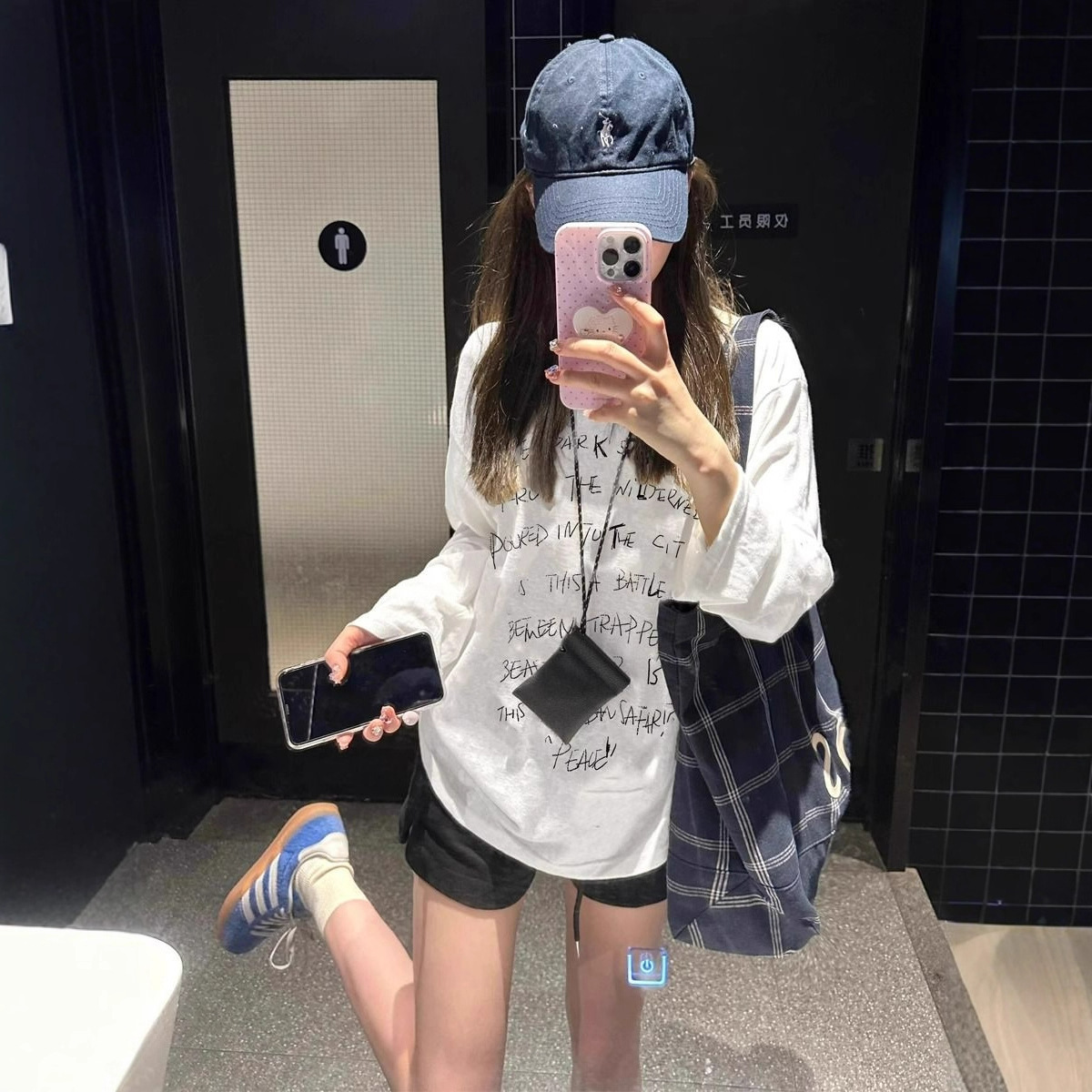 2025 New Spring & Fall Right Shoulder Pure Cotton Long-Sleeved T-Shirt for Women with American Loose White Top T-Shirt Bottoming Shirt