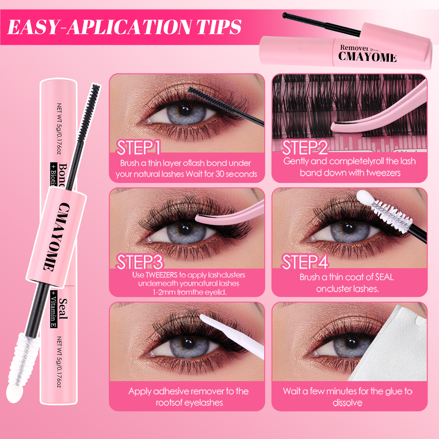 Cezhraničná nová sada 148 zhlukov zmiešaných C krivých umelých mihalníc, sada púdrových rias pre domácich majstrov, husté segmentované mihalnice s jedným zhlukom_voghion.com