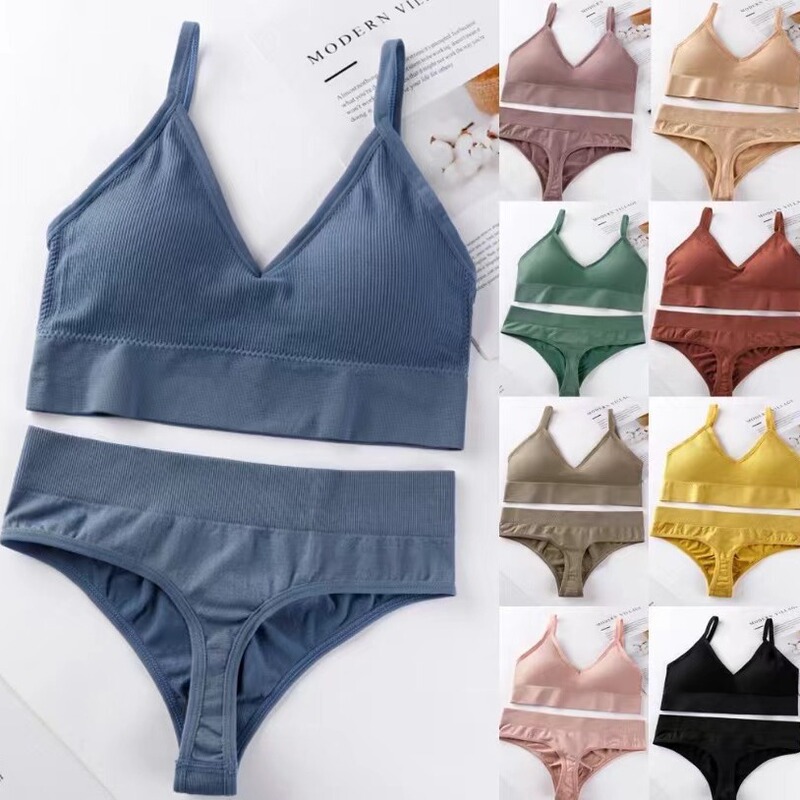 Russian-Style Triangle Cup Sling Big U Beautiful Back-Wrapped Bra Tube Top Intimates Without Wire Bra Thong Set