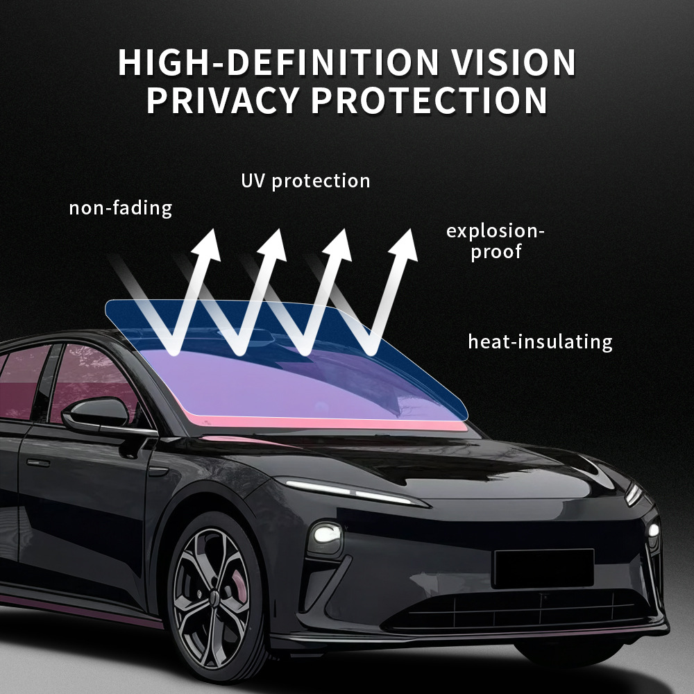 Car Front Windshield Sunshade Film Purple Colorful Sticker Window Sun Visor Strip Heat Insulation Film