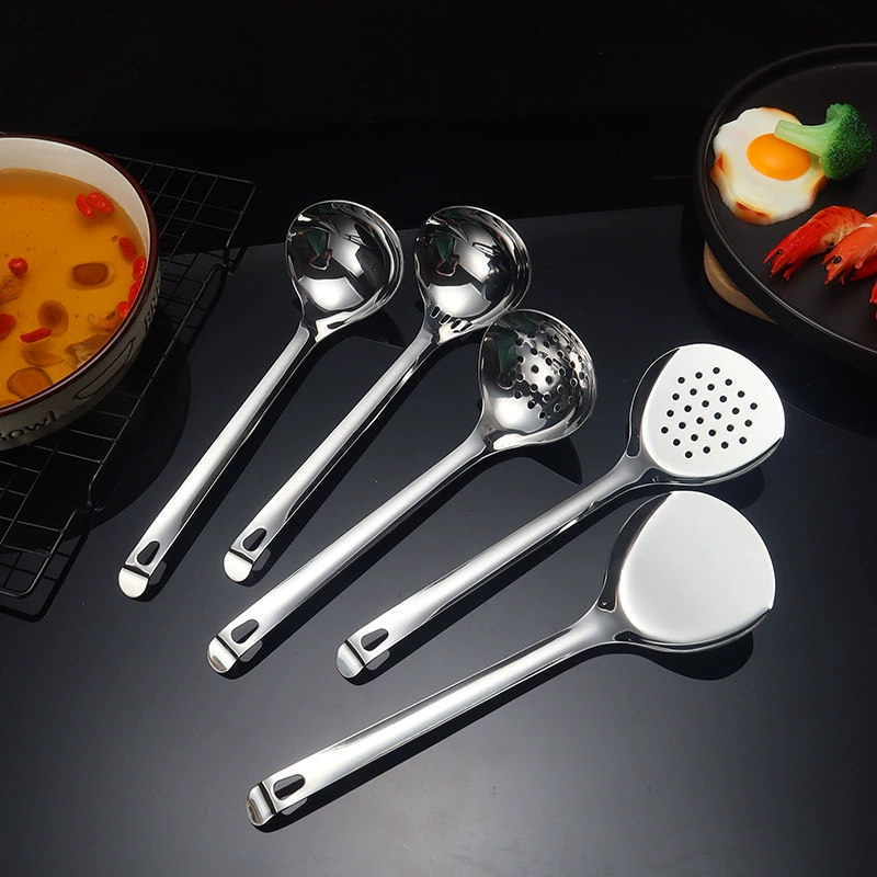 Трогательная ложка из нержавеющей стали 304 дуршлаг утолщенный Золотой крючок Отель Автоматическая ложка для еды Лопата для супа двойного назначения