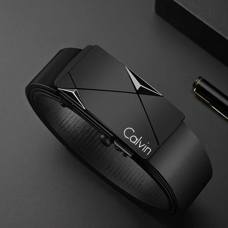 Cinturón Paul para hombres jóvenes y de mediana edad sin dientes, hebilla automática, cinturón interior, cinturón de PU anti-cuero general, por lotes