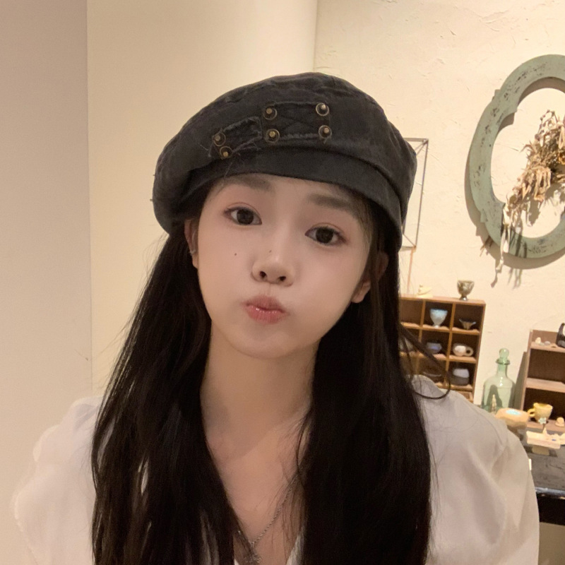 个性小众做旧贝雷帽女秋季时尚个性画家帽大头围显脸小报童帽女|undefined