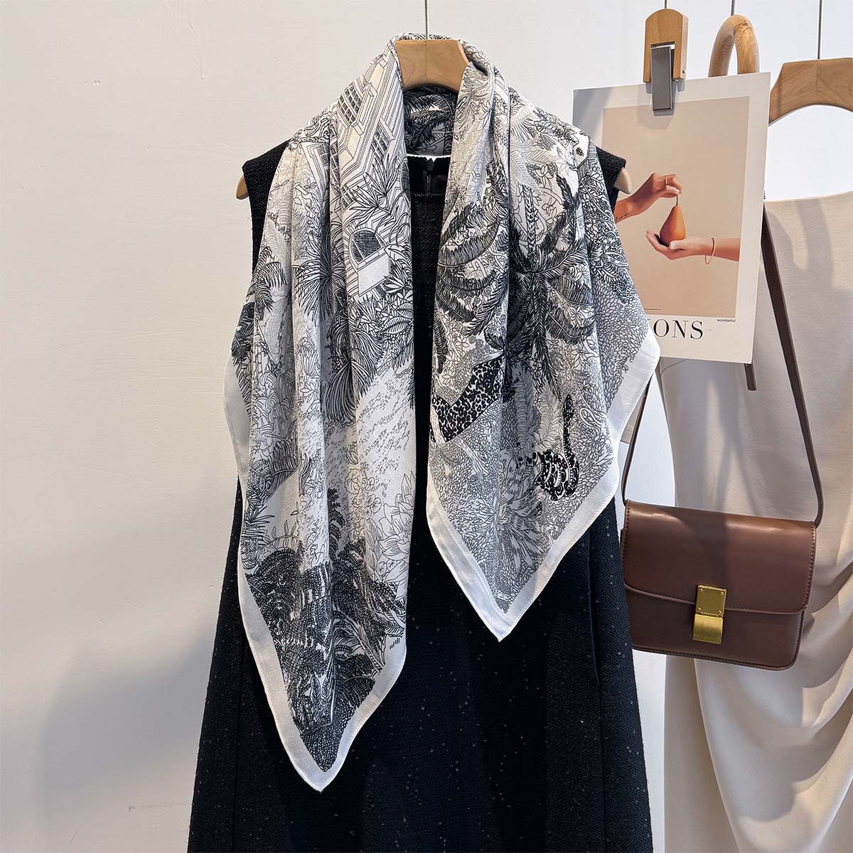 Nova Coleção Outono/Inverno 2026: Cachecol de Caxemira Feminino, Toque Sofisticado, Capa Leve e Luxuosa com a Letra H para o Inverno, Acessório Grosso e Quente para o Pescoço_voghion.com