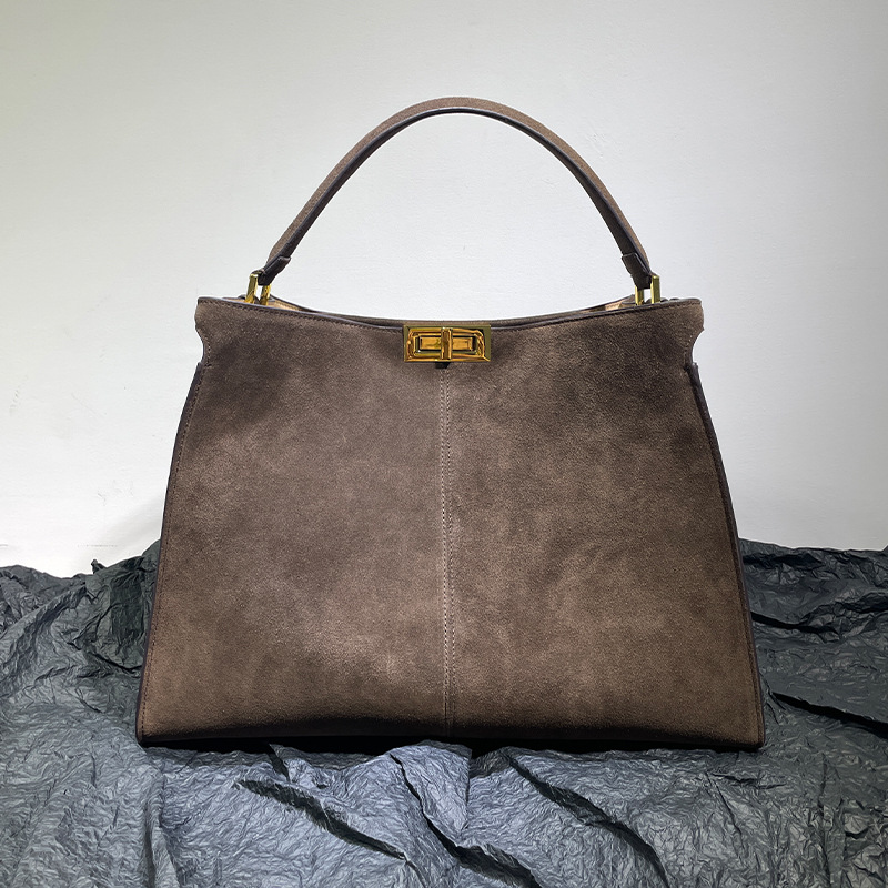 新款小猫包手提包反绒皮通勤包女士单肩包托特包大容量麂皮反绒皮