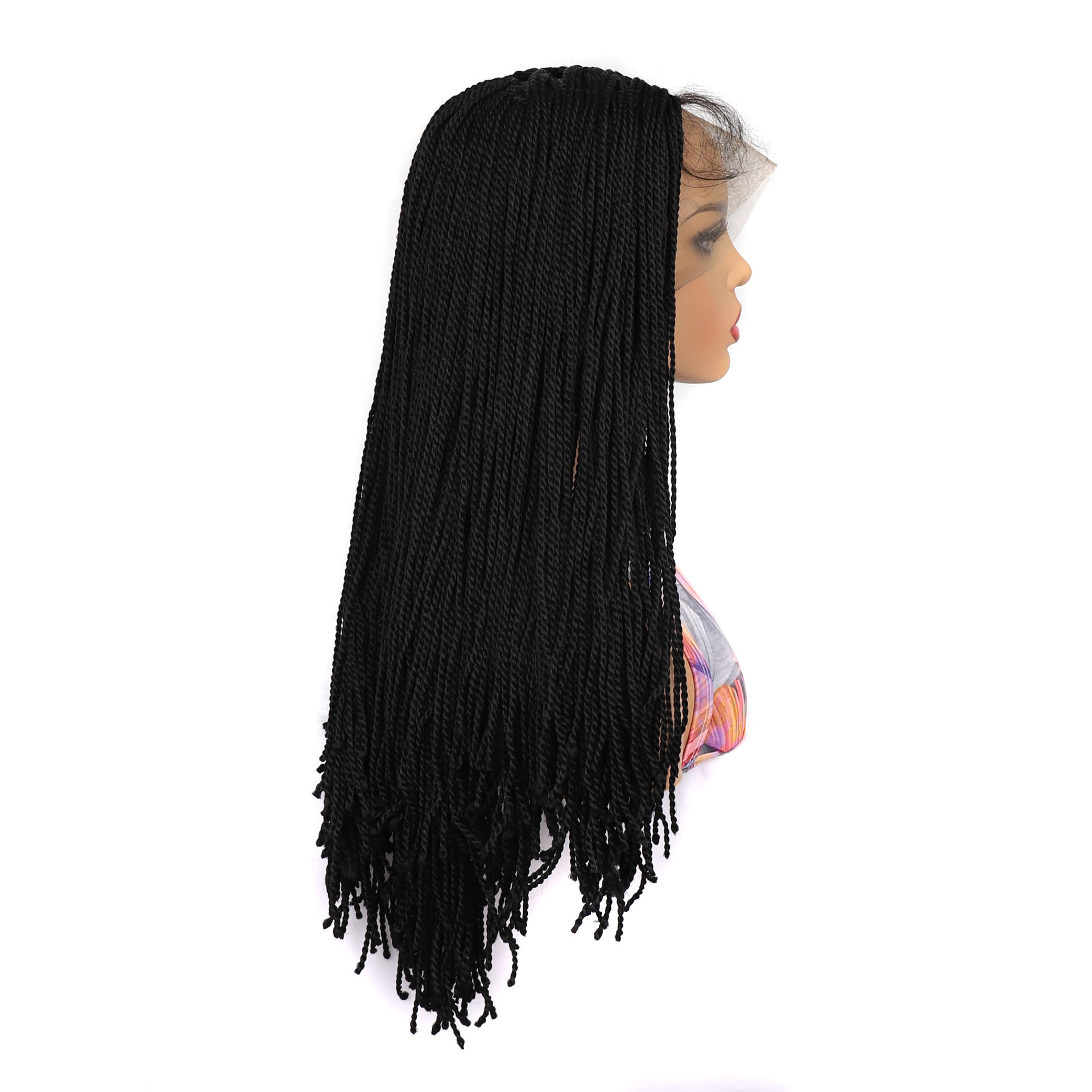 Synthetic wig Chemical fiber front lace double twisted wig for women's dirty braid headband_voghion.com