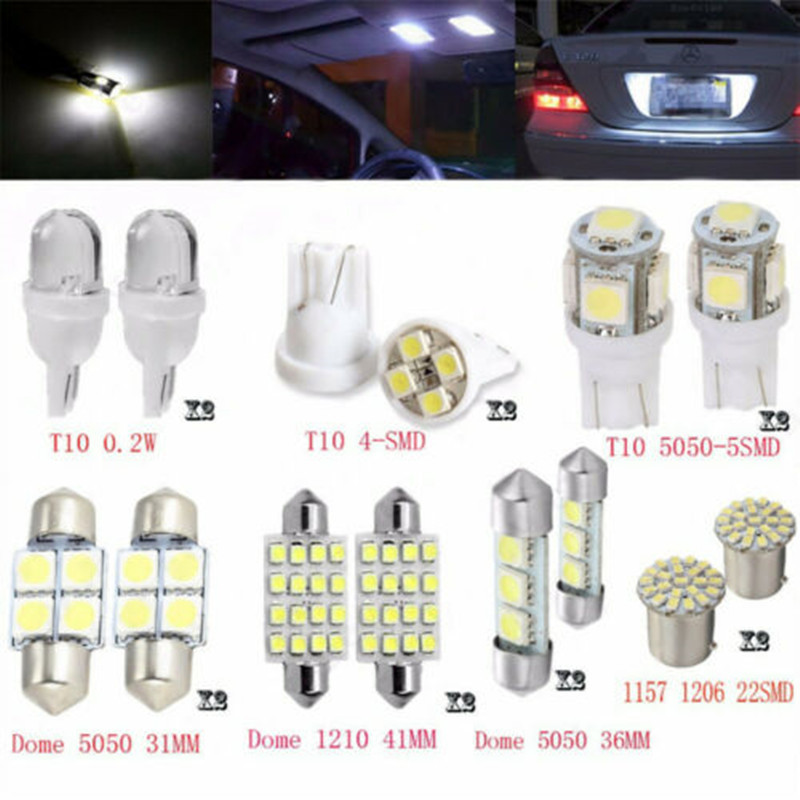 Car LED combination suit 14 28 42pcs T10 indicator width lamp double tip reading lamp license plate lamp indoor