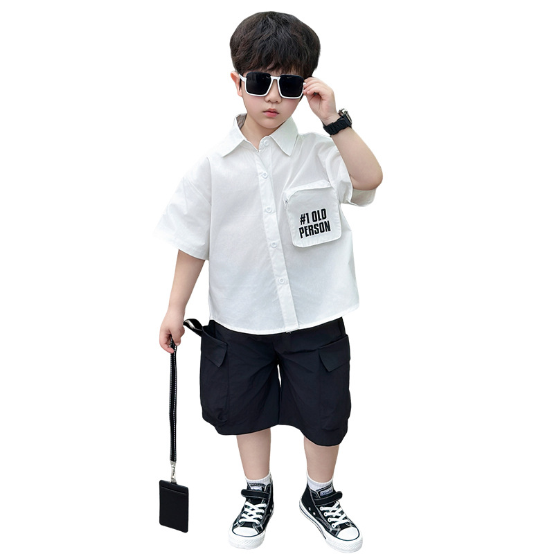 7123 traje de niño verano para niños estilo universitario de verano uniforme escolar chico guapo camisa de manga corta traje estudiante de moda