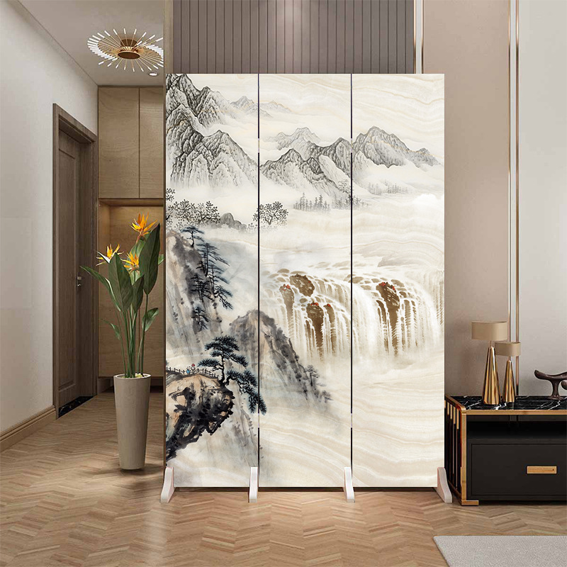 中国風の家庭用スクリーン玄関ドア、ドアパーティション、リビングルーム、オフィス、寝室の遮蔽、折りたたみ式可動玄関|undefined