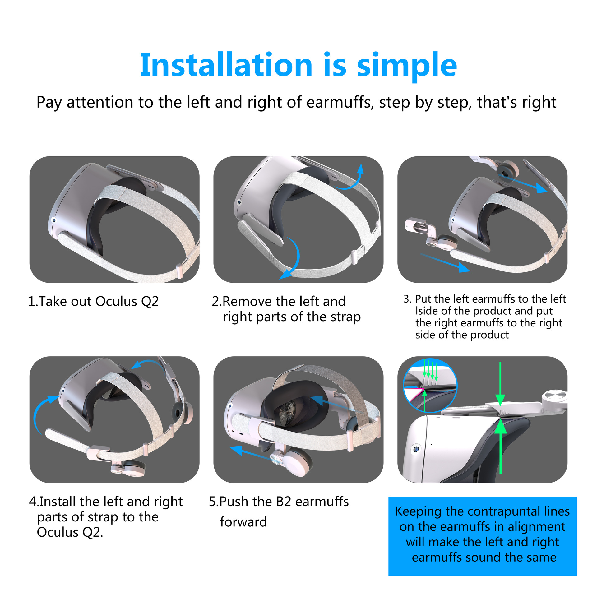 B2 orejeras de transmisión de sonido ajuste VR todo-en-una máquina Oculus Quest2 T2 accesorios de desgaste de la cabeza original de sonido cómodo transfronteriza