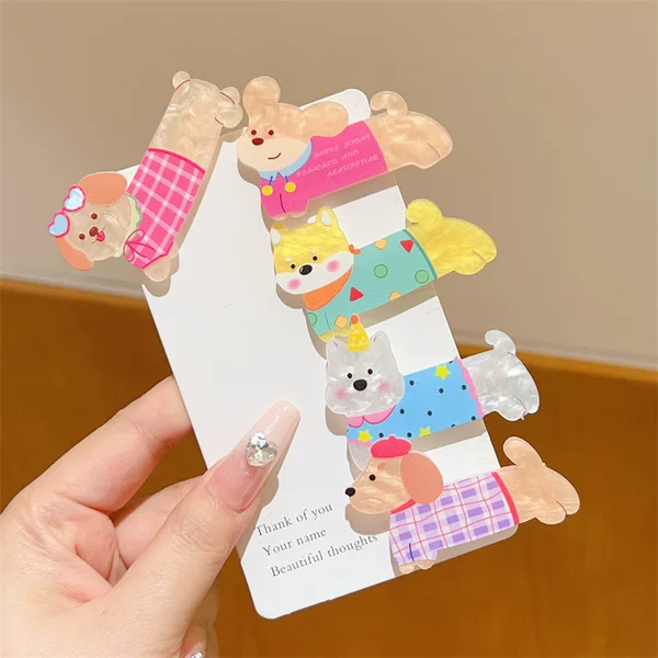 Japanese and Korean Cartoon Hairpin Acrylic Hair Accessories Cute Hairpin Puppy Hairpin Girl's Bangs Side Clip Children's Headwear