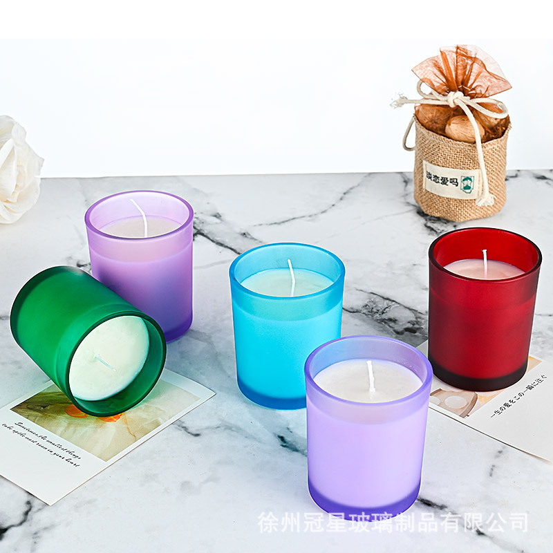 Colored Glass Candle Cup Essential Oil Aromatherapy Candle Smoked DIY Incense Home Indoor Bedroom Romantic Fragrance