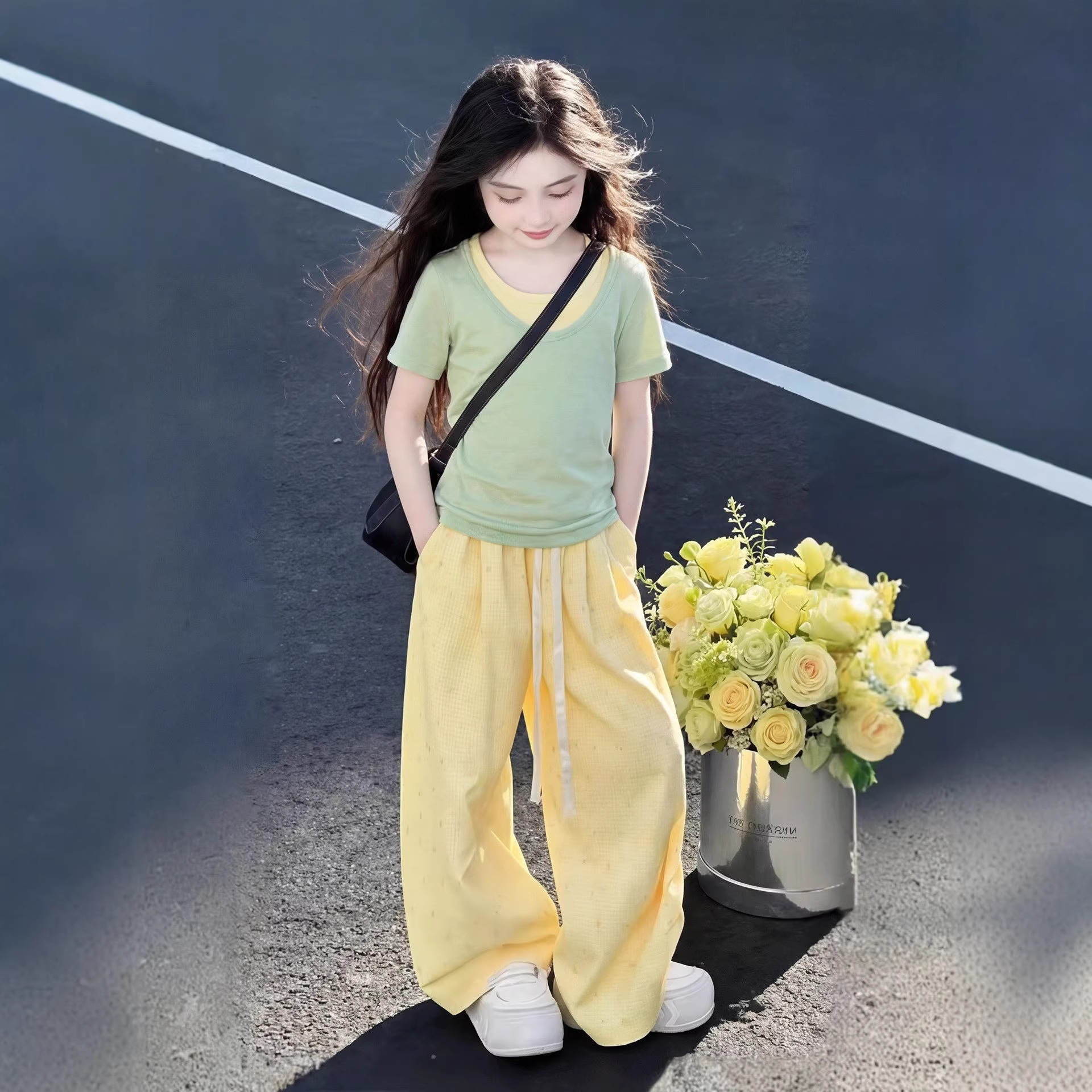 女童多巴胺穿搭夏2026新款儿童短袖夏装小女孩超好看韩系穿搭衣服