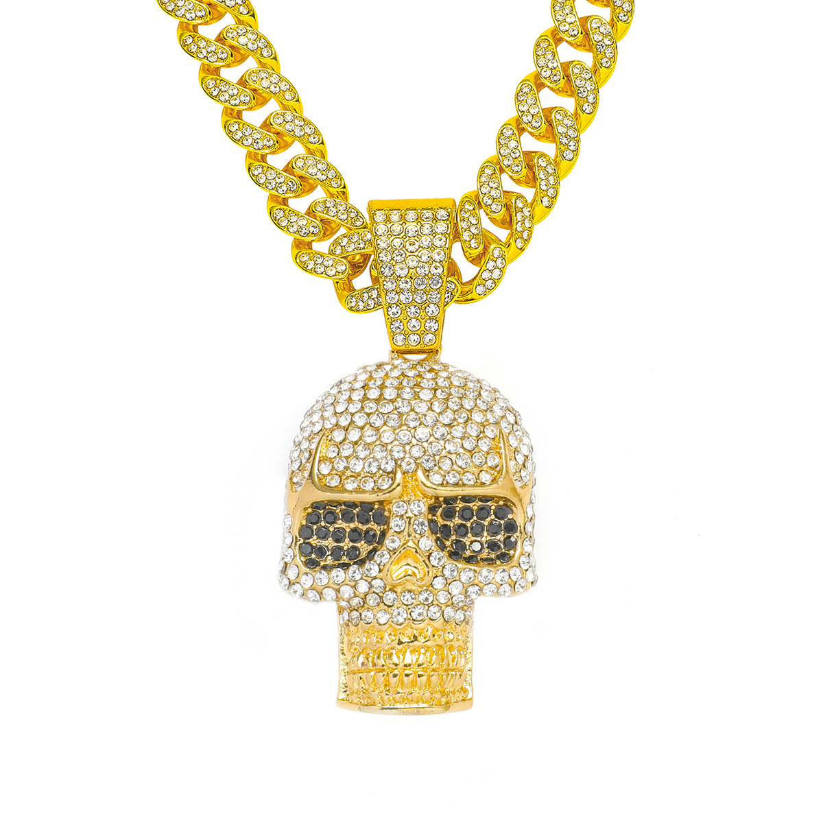 43g Weight Hip-Hop Vintage Style Skull Zinc Alloy Rhinestones Men's Pendant Necklace Men Pendant Necklaces