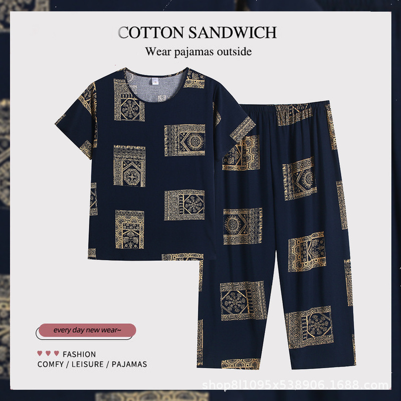 Customized Summer Cotton Silk Mother's Suit for Middle-Aged and Elderly People, Large Size, Comfortable, Breathable, Can Be Worn Outside, Home Wear