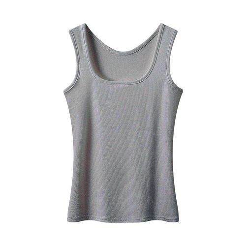 Women's New Underwear Tank Top for Spring and Summer, Large U-Neck, Fitted, Slimming, Wide Shoulder, Sleeveless Base Layer Top with Straps