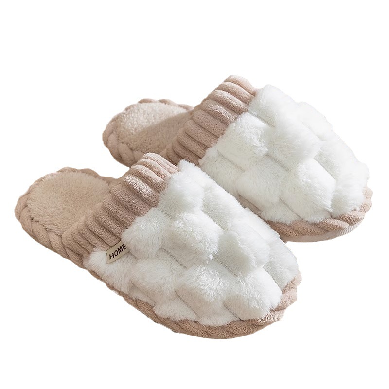 Cotton slippers casual home plus fleece thickening warm home couples indoor non-slip woolly slippers wholesale