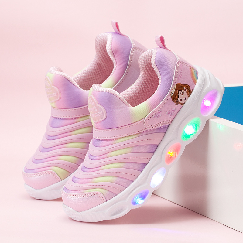 Caterpillar Barnskor Pojkar Glödande Barn Blinkande Skor Vår och höst Nytt Single Mesh Andas Flickor_voghion.com