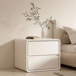 Simple Modern Bedside Table Cream Style Solid Wood Storage Ultra-Narrow New Three-Layer Light Luxury Bedroom Storage Bedside Home