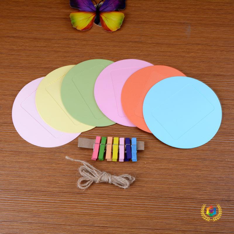 ⇞ Manufacturer Wholesale Cartoon Paper Photo Frames Polaroid 3inch Wall-Mounted Photo Frame Set with Twine Clips Photo Wall Art