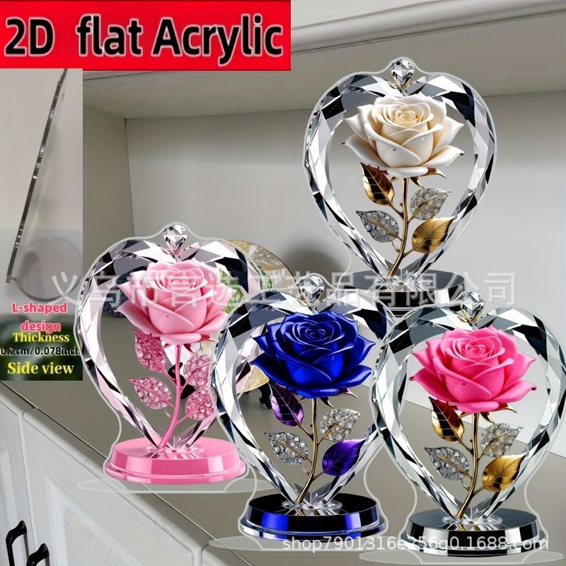 Acrylic Material Mother's Day Best Gift Desktop Ornaments with Base 2D Acrylic Desktop Decoration Gift