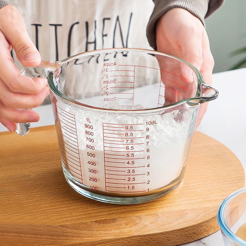 Milk Cup Household with Graduations Heat-resistant Glass Cup Microwave Heating Children's Breakfast Cup Baking Quantity Cup