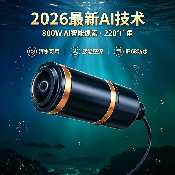 2026 Autumn New AI Smart Underwater Fish Finder with Temperature and Depth Sensing, Six Camera Modes, 220 ° Big Guang