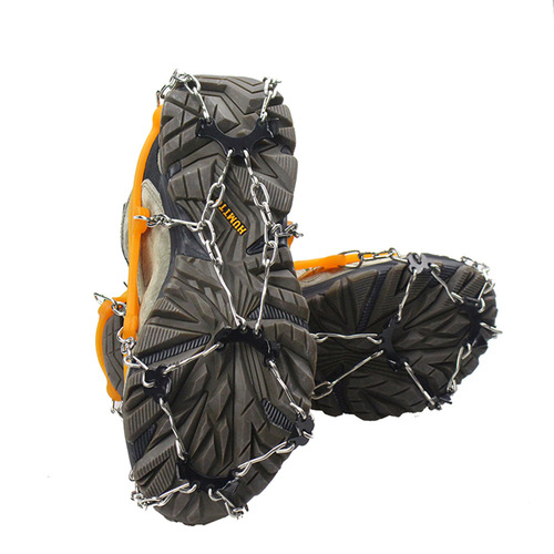 Outdoor mountaineering and ice climbing crampons with 8 teeth, stainless steel anti-slip shoe covers, eight teeth silicone crampons with storage bag