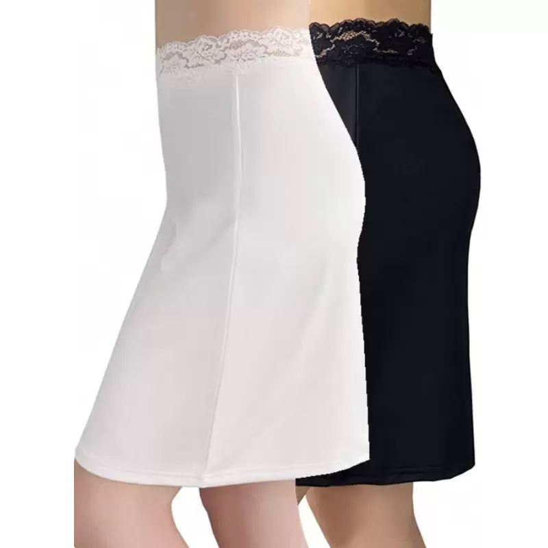 外贸服装新款夏打底裙防走光内衬裙蕾丝花边白色短裙女大码半身裙