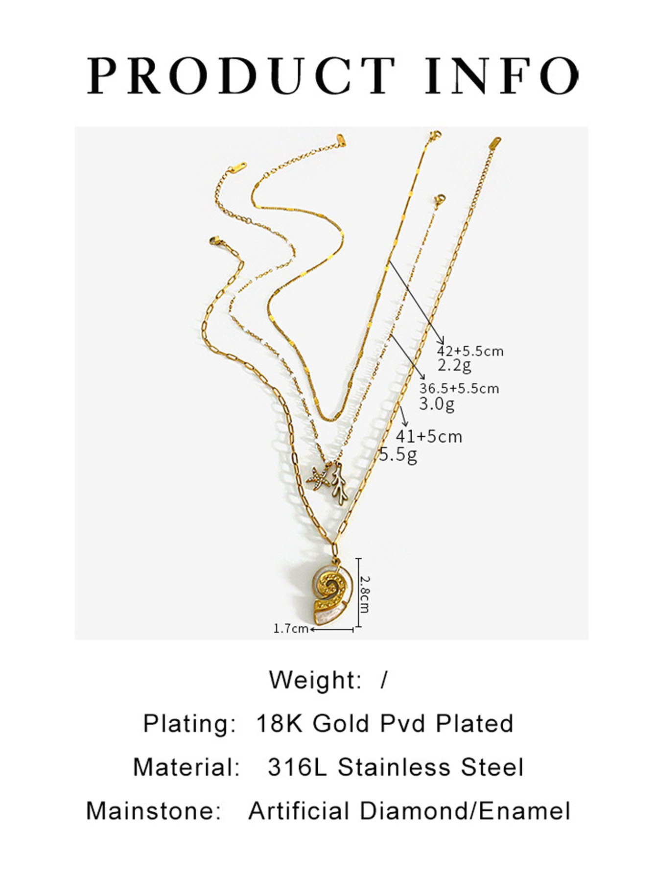6g Weight 316L Stainless Steel Pendant Material 316L Stainless Steel Geometric Waterproof Non Tarnish Surgical Steel Casual Marine Style Simple Style Paperclip Chain Cable Chain Pendant Necklace For Women's