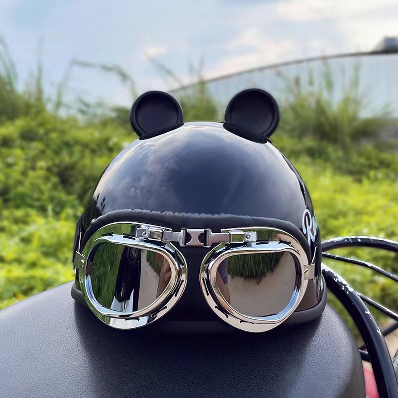 Suitable for Retro Helmets, 3C Certified, Personalized Men's and Women's Electric Vehicle Half Helmets, Universal for All Seasons, Summer Sun Protection and Safety